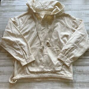 American Eagle Outfitters Cream Pullover Hoodie Twill Cotton Jacket